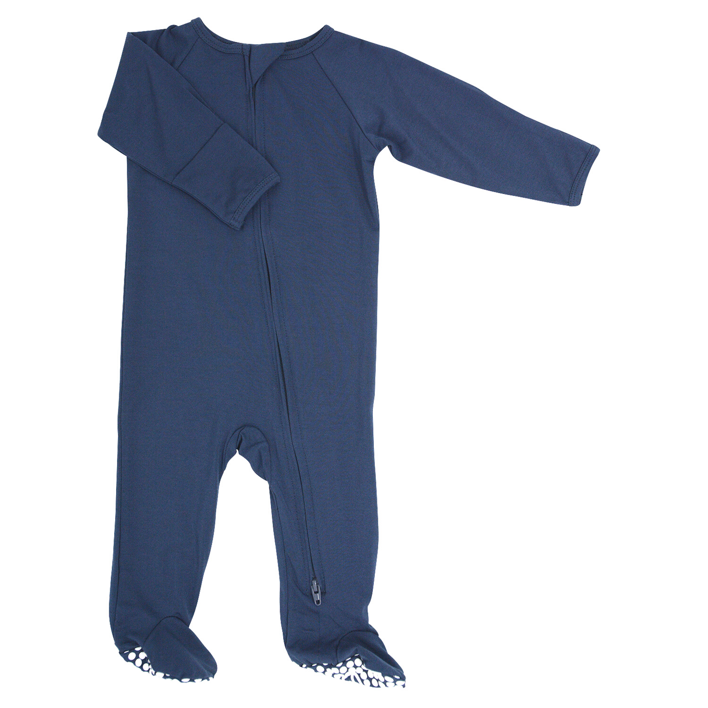 Bamboo Zipper Footie - Navy Blue