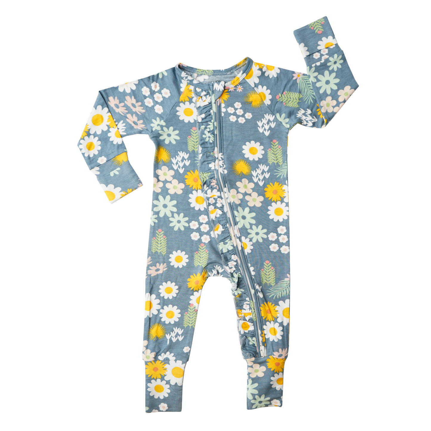 Bamboo Convertible Romper - Blue Daisy
